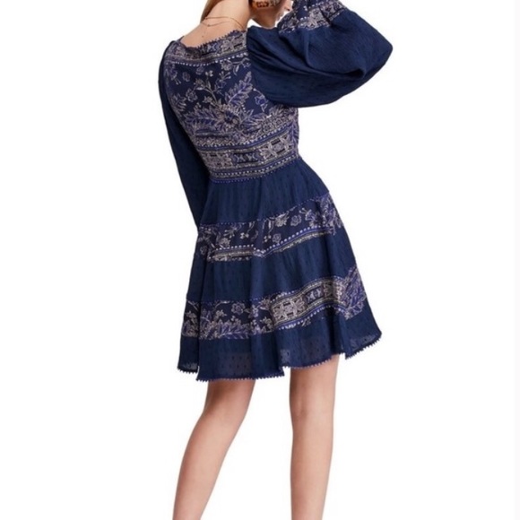 Free People | My Love Navy Floral Gauze Mini Dress - Picture 2 of 15